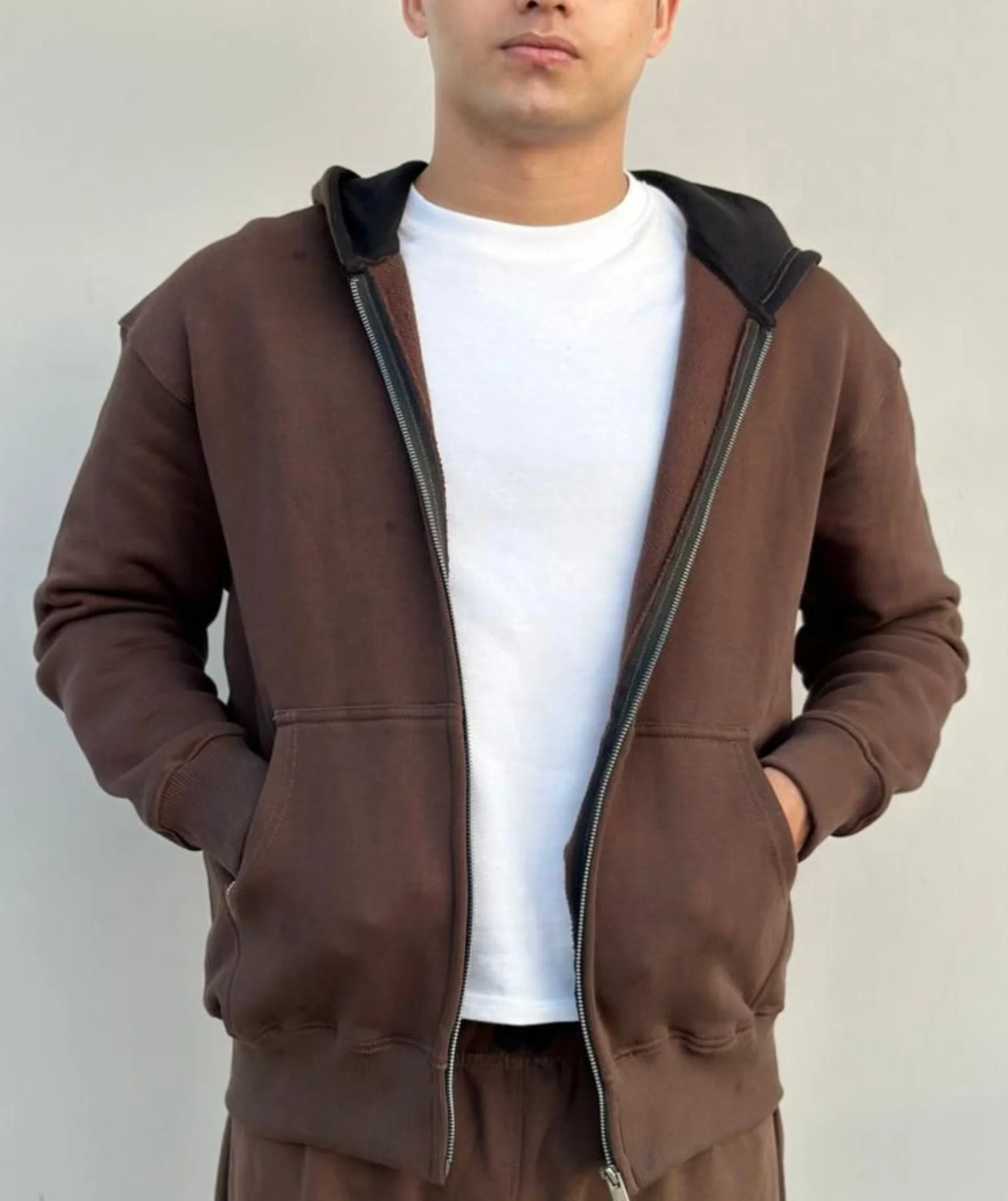 Brown Heavyweight Oversized Zip Hoodie - Image 3