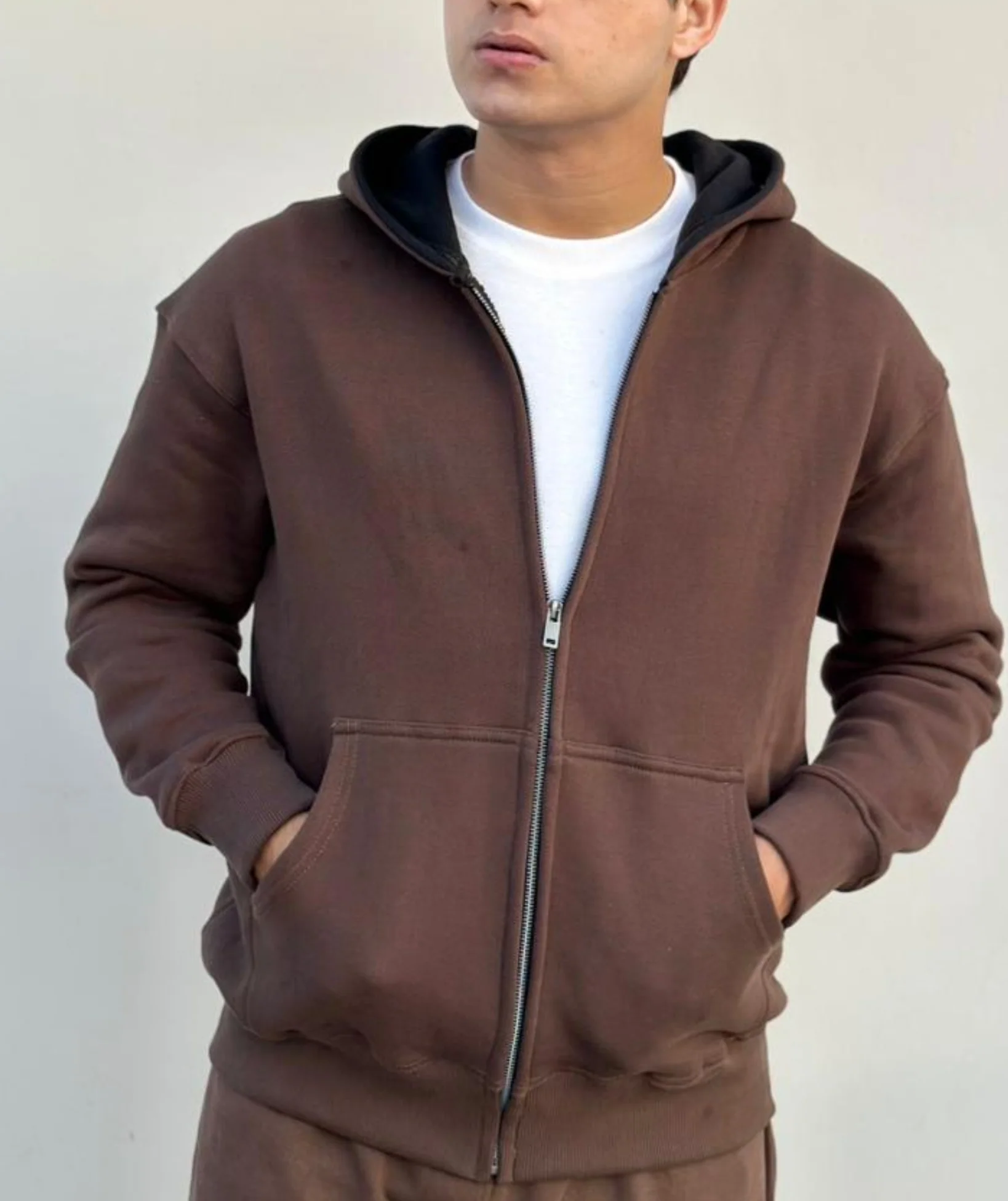 Brown Heavyweight Oversized Zip Hoodie - Image 5