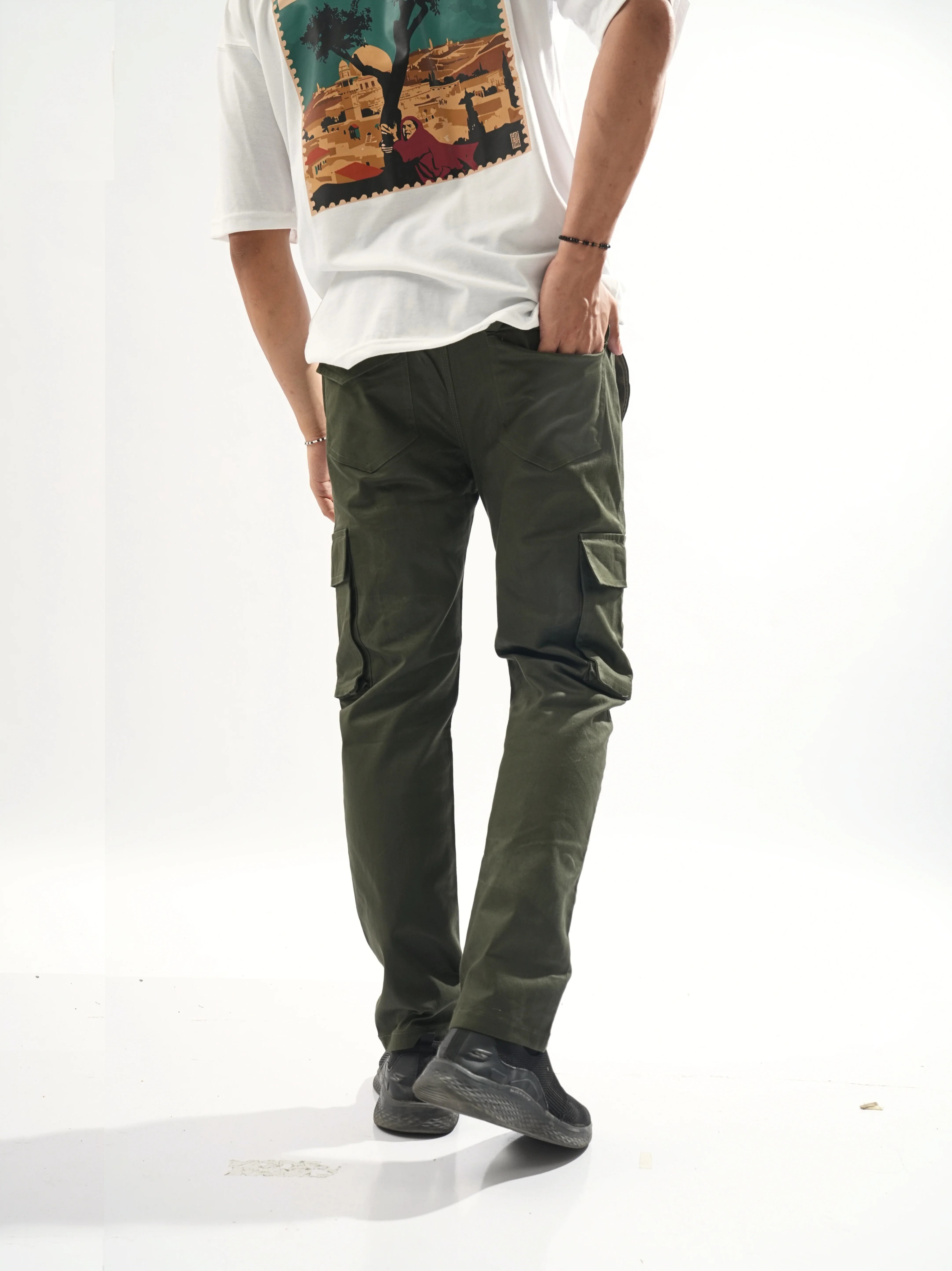 Loose-fit Olive Cargo Pants - Image 3